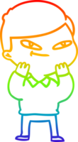 rainbow gradient line drawing of a cartoon boy png