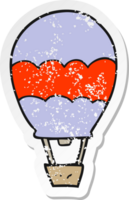 retro distressed sticker of a cartoon hot air balloon png