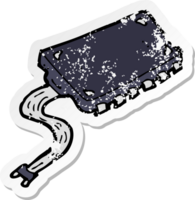 retro distressed sticker of a cartoon computer chip png