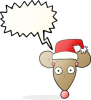 drawn speech bubble cartoon mouse in christmas hat png