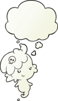 cartoon ghost with thought bubble in smooth gradient style png
