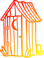 warm gradient line drawing of a traditional outdoor toilet with crescent moon window png