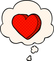 cartoon love heart with thought bubble in comic book style png