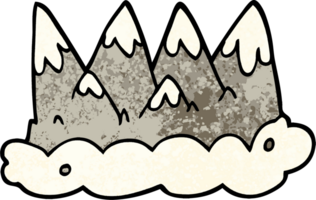 grunge getextureerde illustratie tekenfilm bergen png