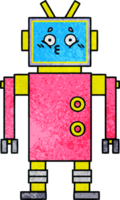 retro grunge texture cartoon of a robot png