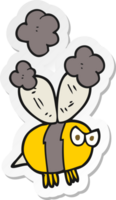 pegatina de una abeja enojada de dibujos animados png
