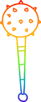 rainbow gradient line drawing of a cartoon medieval mace png