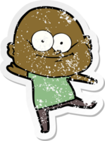 verontruste sticker van een cartoon kale man die staart png