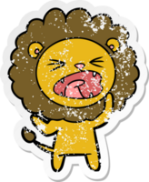 pegatina angustiada de un león enojado de dibujos animados png