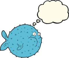 cartoon puffer fish with thought bubble png