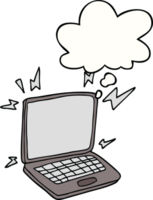 cartoon laptop computer with thought bubble png