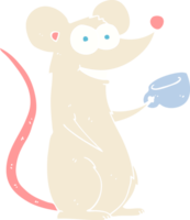 flat color illustration of mouse with cup of tea png