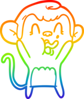 rainbow gradient line drawing of a crazy cartoon monkey png