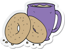 sticker van een cartoon koffie en donuts png