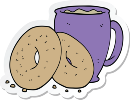 adesivo de um café de desenho animado e rosquinhas png