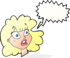 cartoon shocked female face with speech bubble png