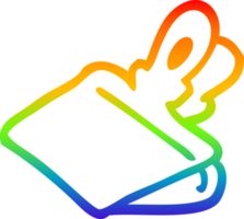 rainbow gradient line drawing of a cartoon paper clip png