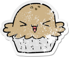 distressed sticker of a cute cartoon pie png