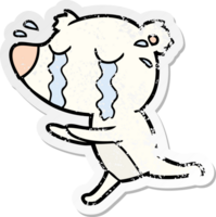 distressed sticker of a cartoon crying polar bear png