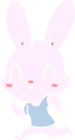 cute flat color style cartoon rabbit running png