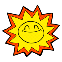 happy    drawn comic book style cartoon sun png