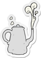 sticker of a cartoon steaming coffee pot png