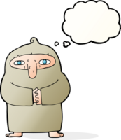 cartoon monk in robe with thought bubble png