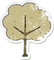 distressed sticker of a quirky hand drawn cartoon tree png