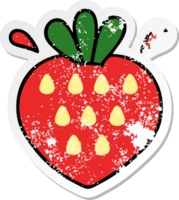 distressed sticker of a cute cartoon strawberry png