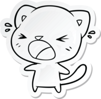 sticker of a cartoon cat crying png