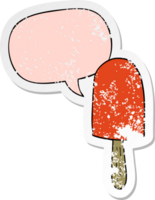 cartoon lollipop with speech bubble distressed distressed old sticker png