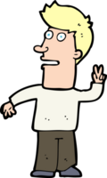 cartoon man making peace sign png