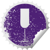 distressed circular peeling sticker symbol of a champagne flute png