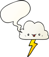 cartoon storm cloud with speech bubble in smooth gradient style png