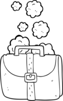 drawn black and white cartoon old work bag png