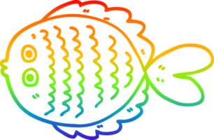 rainbow gradient line drawing of a cartoon flat fish png