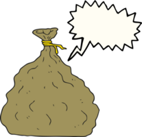 desenhado discurso bolha desenho animado amarrado saco png