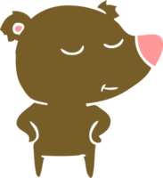 happy flat color style cartoon bear png