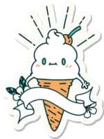 sticker of a tattoo style ice cream character png