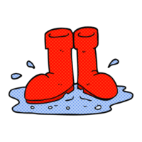 tiré dessin animé Wellington bottes dans flaque png