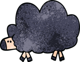 cartoon doodle of a black sheep png