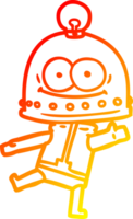 warm gradient line drawing of a happy carton robot with light bulb png