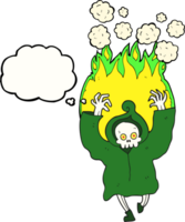 drawn thought bubble cartoon dancing flaming death skeleton png