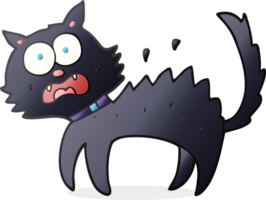 dibujado dibujos animados asustado negro gato png