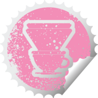 Distressed Sticker Icon Illustration einer Filterkaffeetasse png