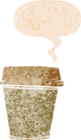 desenho animado levar Fora café com discurso bolha dentro grunge angustiado retro texturizado estilo png