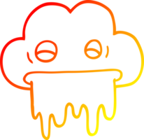 warm gradient line drawing of a cartoon rain cloud png