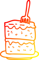 caloroso gradiente linha desenhando do uma desenho animado fatia do bolo png