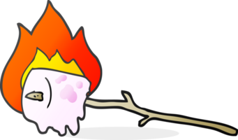 desenhado desenho animado queimando marshmallow png