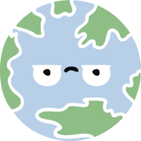 platt Färg retro tecknad serie av en planet jord png